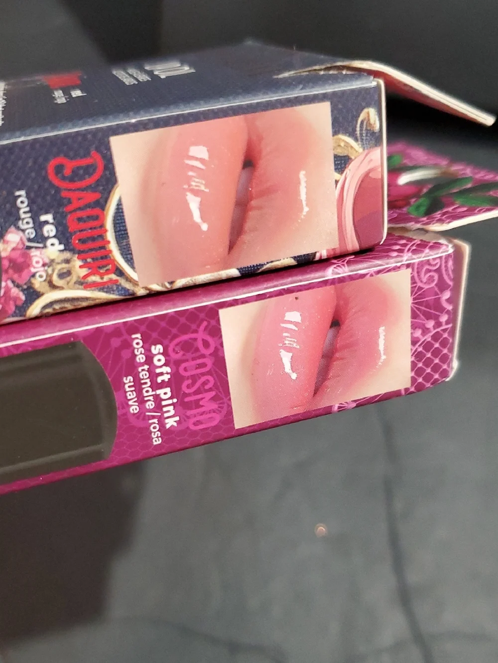 2pack‎ veil of allure sweet almond oil daiquiri red and cosmo soft pink lip oils